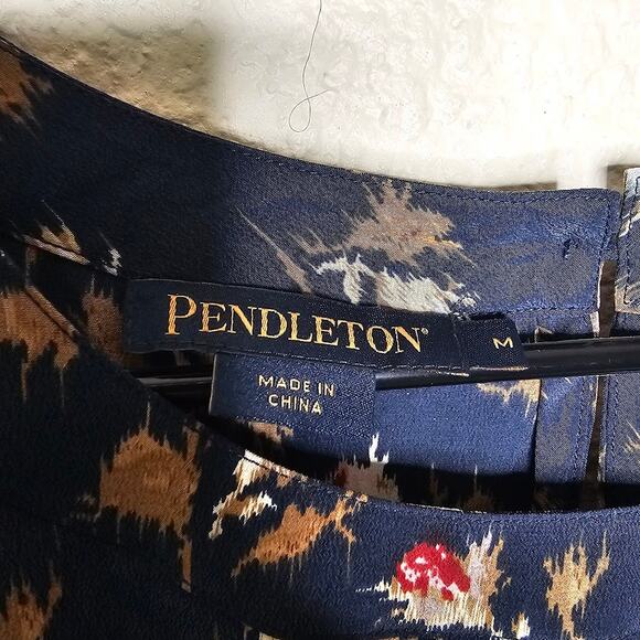 Pendleton Women's 100% silk shift dress size M navy blue floral short sleeve - Picture 4 of 7